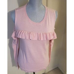 Women's Medium Michael Kors Pale Pink Long Sleeve Open‎ Shoulder Sweater - NWT